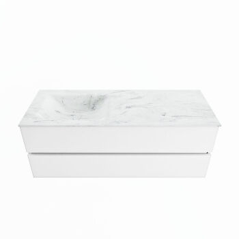 corian waschtisch set vica dlux 130 cm marmor optik becken links Opalo VDX130Tal2LL1Opa