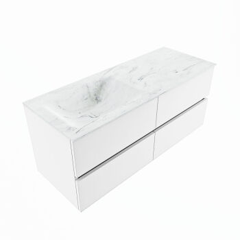 corian waschtisch set vica dlux 120 cm marmor optik becken links Opalo VDX120Tal4LL1Opa
