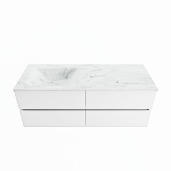 corian waschtisch set vica dlux 130 cm marmor optik becken links Opalo VDX130Tal4LL0Opa