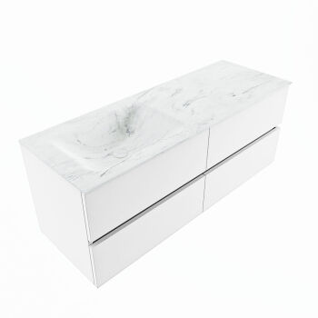 corian waschtisch set vica dlux 130 cm marmor optik becken links Opalo VDX130Tal4LL0Opa