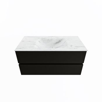 corian waschtisch set vica dlux 100 cm marmor optik becken mittig Opalo VDX100Urb2LM0Opa