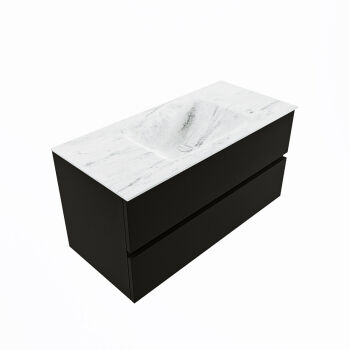 corian waschtisch set vica dlux 100 cm marmor optik becken mittig Opalo VDX100Urb2LM1Opa
