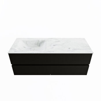 corian waschtisch set vica dlux 130 cm marmor optik becken links Opalo VDX130Urb4LL1Opa