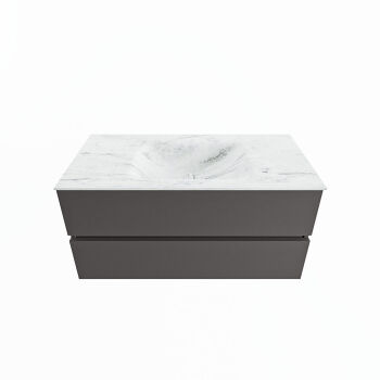 corian waschtisch set vica dlux 100 cm marmor optik becken mittig Opalo VDX100Dar2LM1Opa