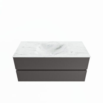 corian waschtisch set vica dlux 110 cm marmor optik becken mittig Opalo VDX110Dar2LM1Opa