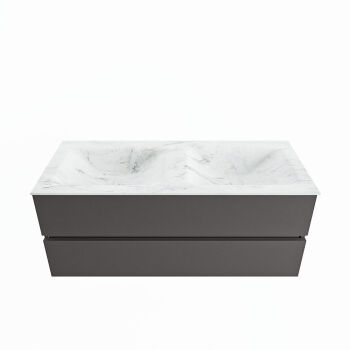 corian waschtisch set vica dlux 120 cm marmor optik doppelbecken Opalo VDX120Dar2LD0Opa