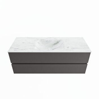 corian waschtisch set vica dlux 130 cm marmor optik becken mittig Opalo VDX130Dar2LM1Opa