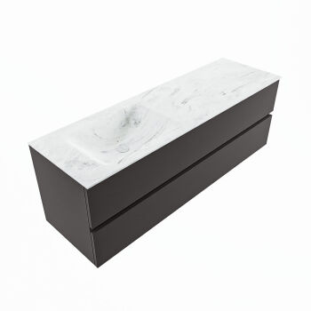 corian waschtisch set vica dlux 150 cm marmor optik becken links Opalo VDX150Dar2LL0Opa