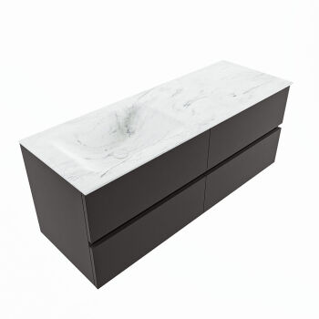 corian waschtisch set vica dlux 130 cm marmor optik becken links Opalo VDX130Dar4LL0Opa