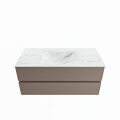 corian waschtisch set vica dlux 110 cm marmor optik becken mittig Opalo VDX110Smo2LM1Opa
