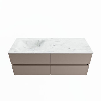corian waschtisch set vica dlux 130 cm marmor optik becken links Opalo VDX130Smo4LL0Opa