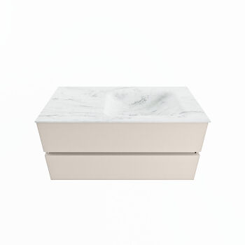 corian waschtisch set vica dlux 100 cm marmor optik becken rechts Opalo VDX100Lin2LR0Opa