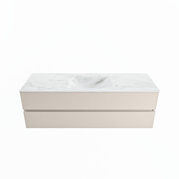 corian waschtisch set vica dlux 150 cm marmor optik becken mittig Opalo VDX150Lin2LM1Opa