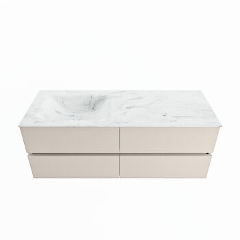 corian waschtisch set vica dlux 130 cm marmor optik becken links Opalo VDX130Lin4LL0Opa