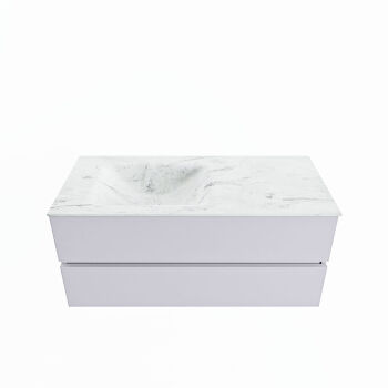 corian waschtisch set vica dlux 110 cm marmor optik becken links Opalo VDX110Cal2LL0Opa