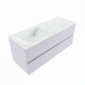 corian waschtisch set vica dlux 120 cm marmor optik becken links Opalo VDX120Cal2LL1Opa