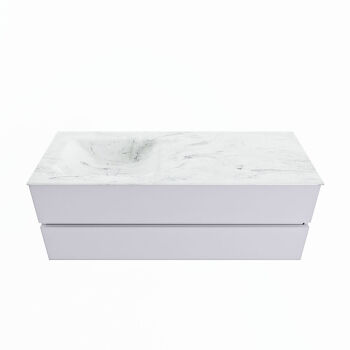 corian waschtisch set vica dlux 130 cm marmor optik becken links Opalo VDX130Cal2LL0Opa