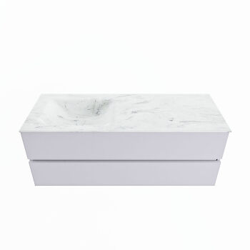corian waschtisch set vica dlux 130 cm marmor optik becken links Opalo VDX130Cal2LL1Opa