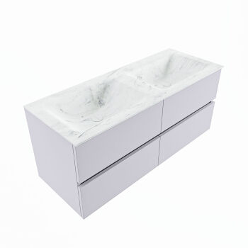 corian waschtisch set vica dlux 120 cm marmor optik doppelbecken Opalo VDX120Cal4LD2Opa