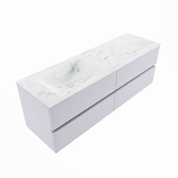corian waschtisch set vica dlux 150 cm marmor optik becken links Opalo VDX150Cal4LL0Opa