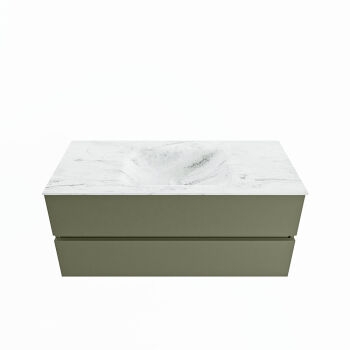 corian waschtisch set vica dlux 110 cm marmor optik becken mittig Opalo VDX110Arm2LM1Opa