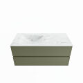 corian waschtisch set vica dlux 110 cm marmor optik becken links Opalo VDX110Arm2LL1Opa