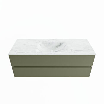 corian waschtisch set vica dlux 130 cm marmor optik becken mittig Opalo VDX130Arm2LM0Opa