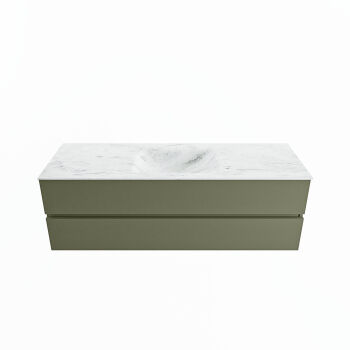 corian waschtisch set vica dlux 150 cm marmor optik becken mittig Opalo VDX150Arm2LM0Opa