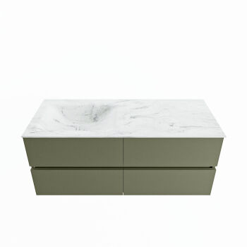 corian waschtisch set vica dlux 120 cm marmor optik becken links Opalo VDX120Arm4LL0Opa
