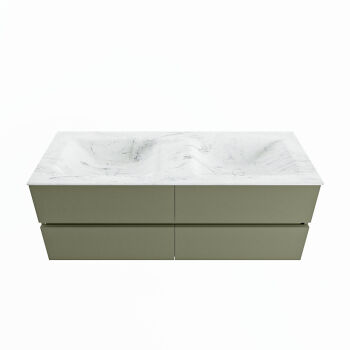 corian waschtisch set vica dlux 130 cm marmor optik doppelbecken Opalo VDX130Arm4LD2Opa