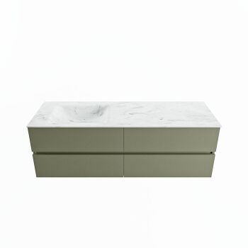 corian waschtisch set vica dlux 150 cm marmor optik becken links Opalo VDX150Arm4LL1Opa