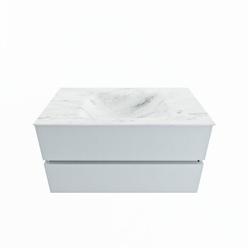 corian waschtisch set vica dlux 90 cm marmor optik becken mittig Opalo VDX90Cla2LM1Opa