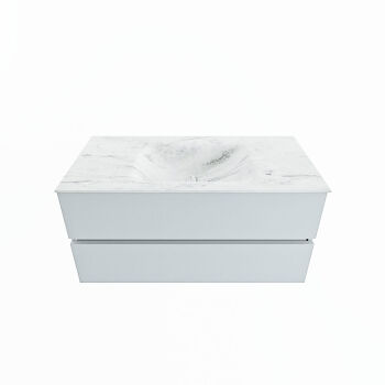 corian waschtisch set vica dlux 100 cm marmor optik becken mittig Opalo VDX100Cla2LM1Opa
