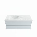 corian waschtisch set vica dlux 110 cm marmor optik becken links Opalo VDX110Cla2LL1Opa