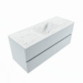 corian waschtisch set vica dlux 120 cm marmor optik becken mittig Opalo VDX120Cla2LM0Opa