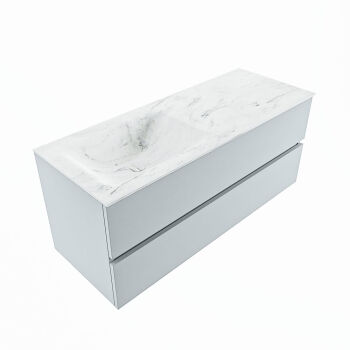 corian waschtisch set vica dlux 120 cm marmor optik becken links Opalo VDX120Cla2LL1Opa