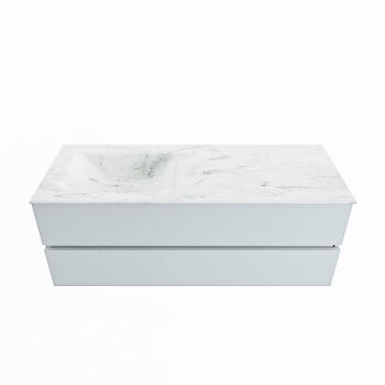 corian waschtisch set vica dlux 130 cm marmor optik becken links Opalo VDX130Cla2LL0Opa