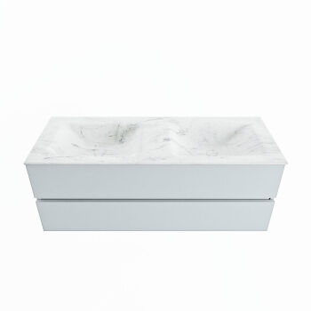 corian waschtisch set vica dlux 130 cm marmor optik doppelbecken Opalo VDX130Cla2LD0Opa