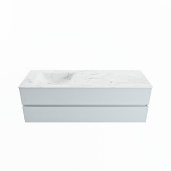 corian waschtisch set vica dlux 150 cm marmor optik becken links Opalo VDX150Cla2LL0Opa