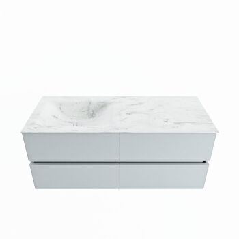 corian waschtisch set vica dlux 120 cm marmor optik becken links Opalo VDX120Cla4LL0Opa
