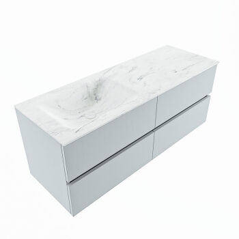 corian waschtisch set vica dlux 130 cm marmor optik becken links Opalo VDX130Cla4LL0Opa