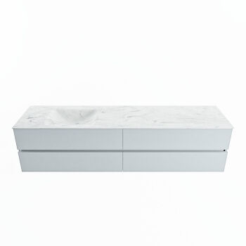 corian waschtisch set vica dlux 200 cm marmor optik becken links Opalo VDX200Cla4LL1Opa