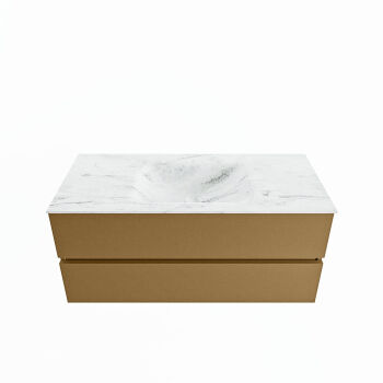 corian waschtisch set vica dlux 110 cm marmor optik becken mittig Opalo VDX110Oro2LM0Opa