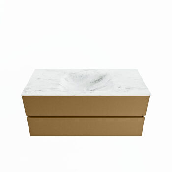 corian waschtisch set vica dlux 110 cm marmor optik becken mittig Opalo VDX110Oro2LM1Opa