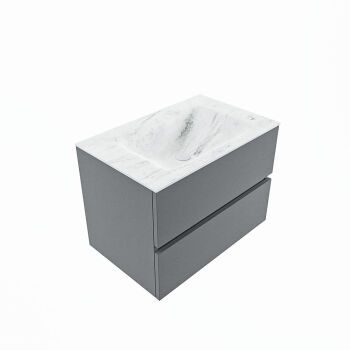 corian waschtisch set vica dlux 70 cm marmor optik becken mittig Opalo VDX70Pla2LM1Opa