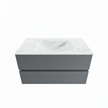 corian waschtisch set vica dlux 90 cm marmor optik becken mittig Opalo VDX90Pla2LM1Opa