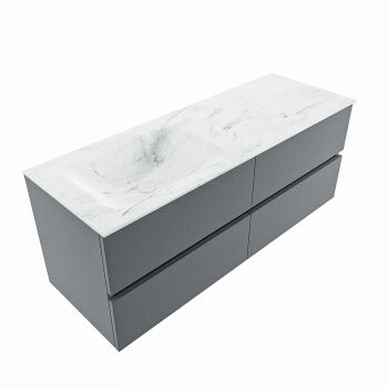 corian waschtisch set vica dlux 130 cm marmor optik becken links Opalo VDX130Pla4LL1Opa