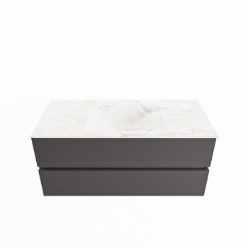 corian waschtisch set vica dlux 110 cm marmor optik becken mittig Ostra VDX110Dar2LM0Ost