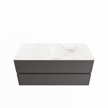 corian waschtisch set vica dlux 110 cm marmor optik becken rechts Ostra VDX110Dar2LR0Ost