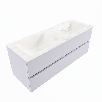corian waschtisch set vica dlux 130 cm marmor optik doppelbecken Ostra VDX130Cal2LD0Ost